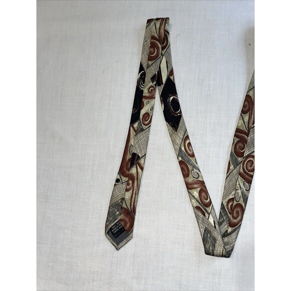 Manzoni Men’s Dress Tie Size 57” Multicolor Geometric Silk Business Formal - Picture 7 of 12